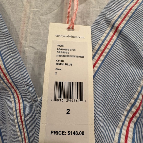Vineyard Vines Bimini Blue Seersucker Dress - Picture 2 of 3